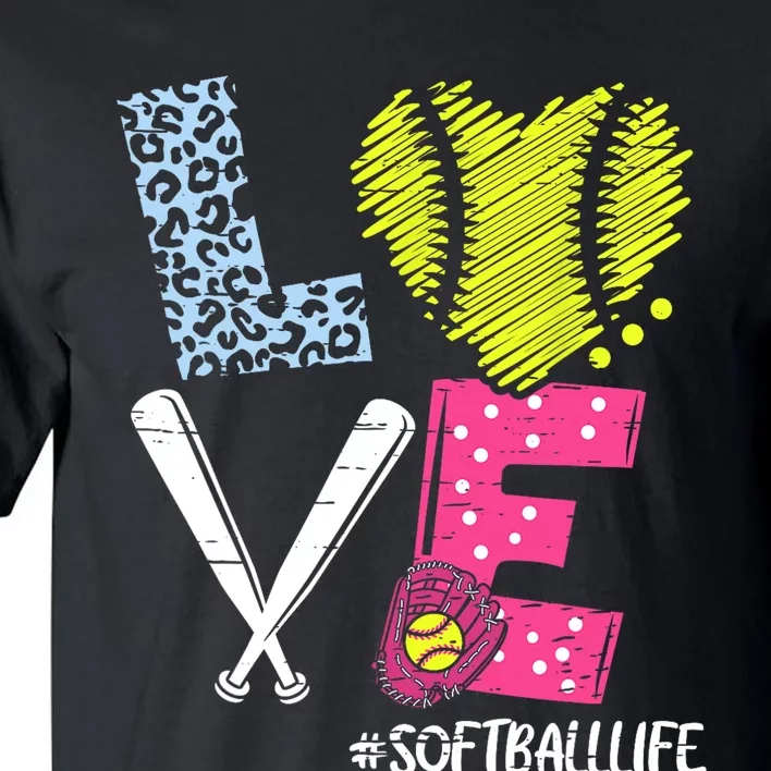 Love Softball Coach Player Softball Life Tall T-Shirt