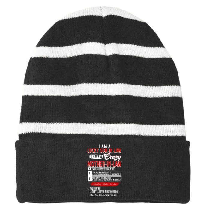 Like Soninlaw Crazy Motherinlaw Striped Beanie with Solid Band