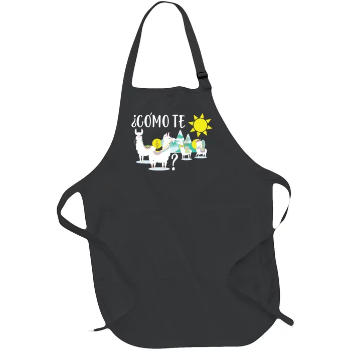 Llama Shirts Como Te LLamas Funny Spanish Teacher Gift Full-Length Apron With Pocket