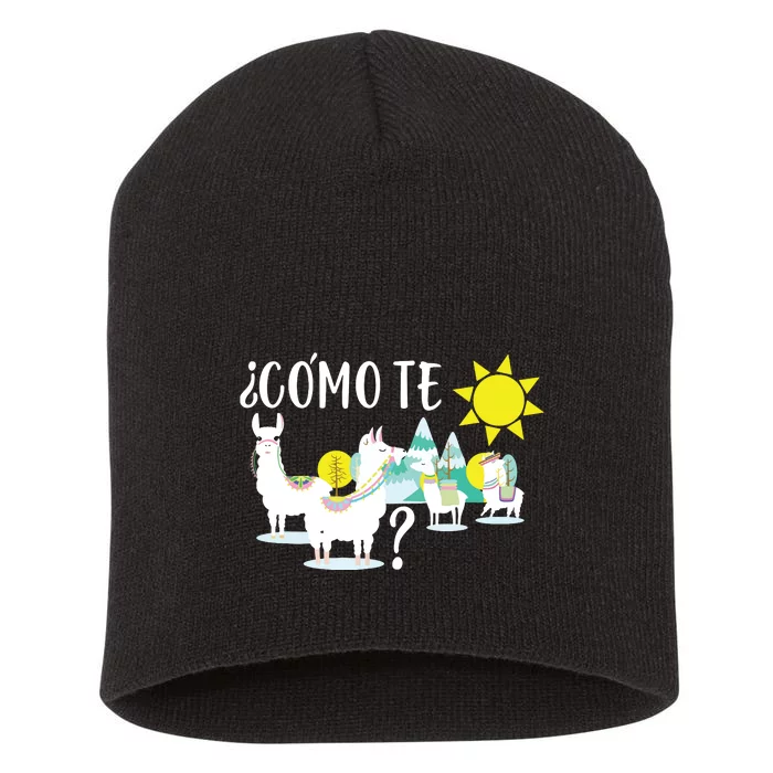 Llama Shirts Como Te LLamas Funny Spanish Teacher Gift Short Acrylic Beanie