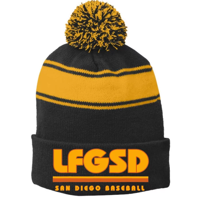 LFGSD San Diego Baseball Stripe Pom Pom Beanie