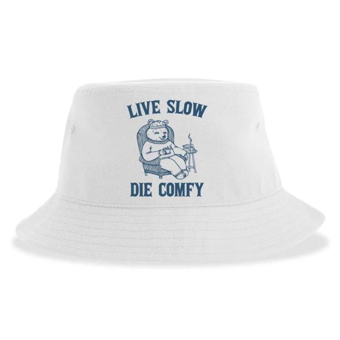 Live Slow Die Comfy Retro Sustainable Bucket Hat