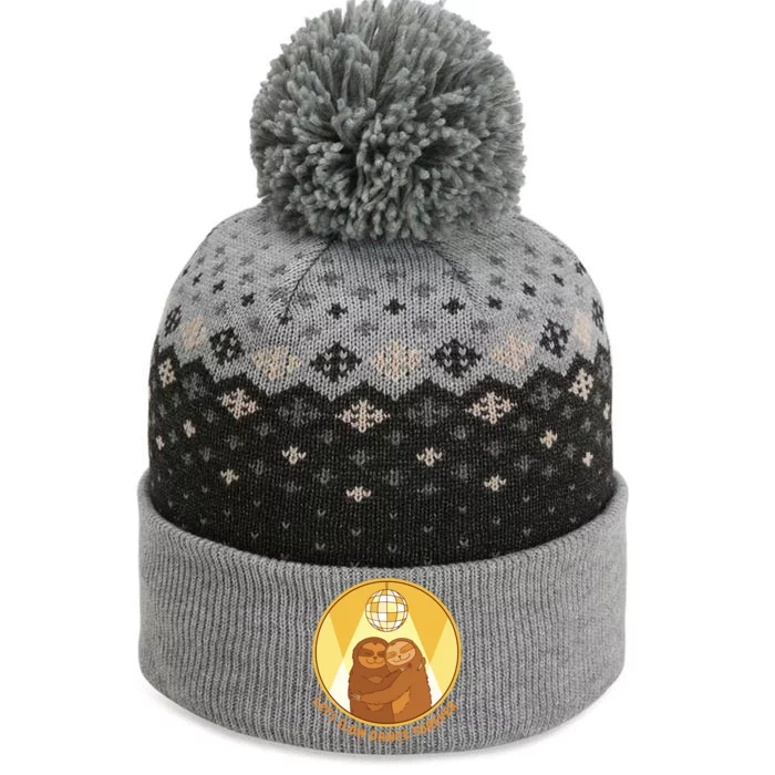 Let's Slow Dance Forever Funny Sloth The Baniff Cuffed Pom Beanie