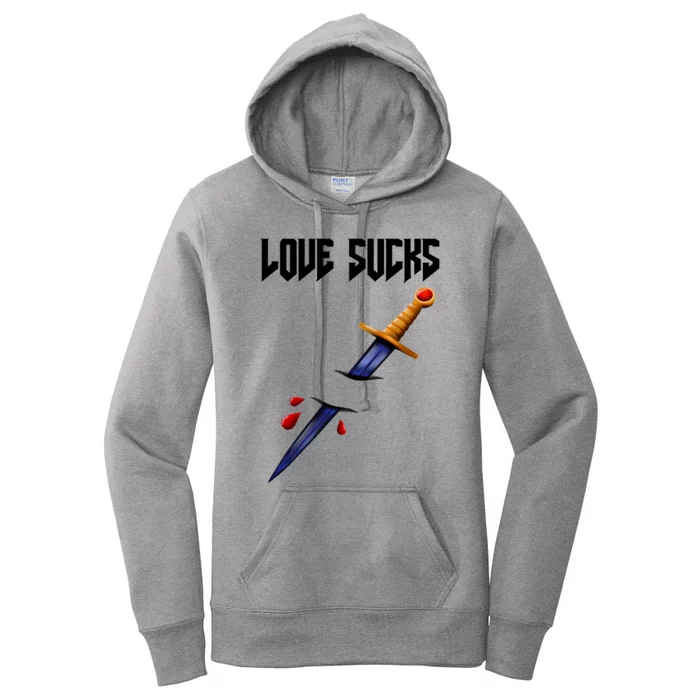 Love Sucks Dagger Through The Broken Heart Gift Women's Pullover Hoodie