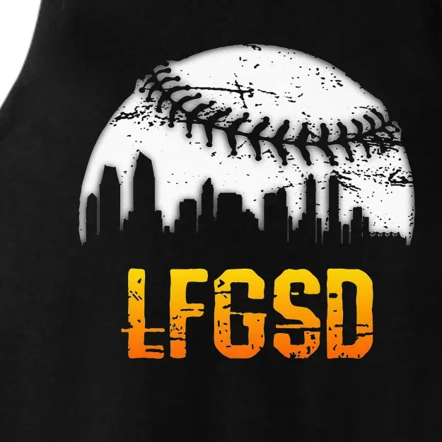 LFGSD San Diego Skyline Baseball Ladies Tri-Blend Wicking Tank