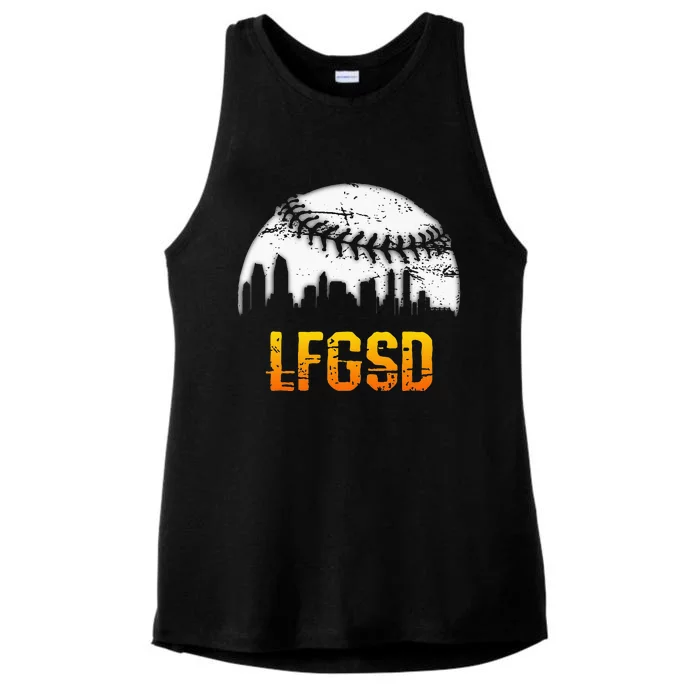 LFGSD San Diego Skyline Baseball Ladies Tri-Blend Wicking Tank