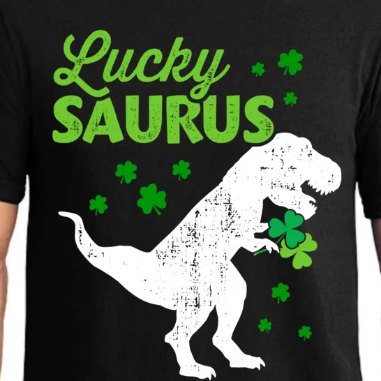 Lucky Saurus Dinosaur Tfunny Giftrex For St Patricks Day Gift Pajama Set