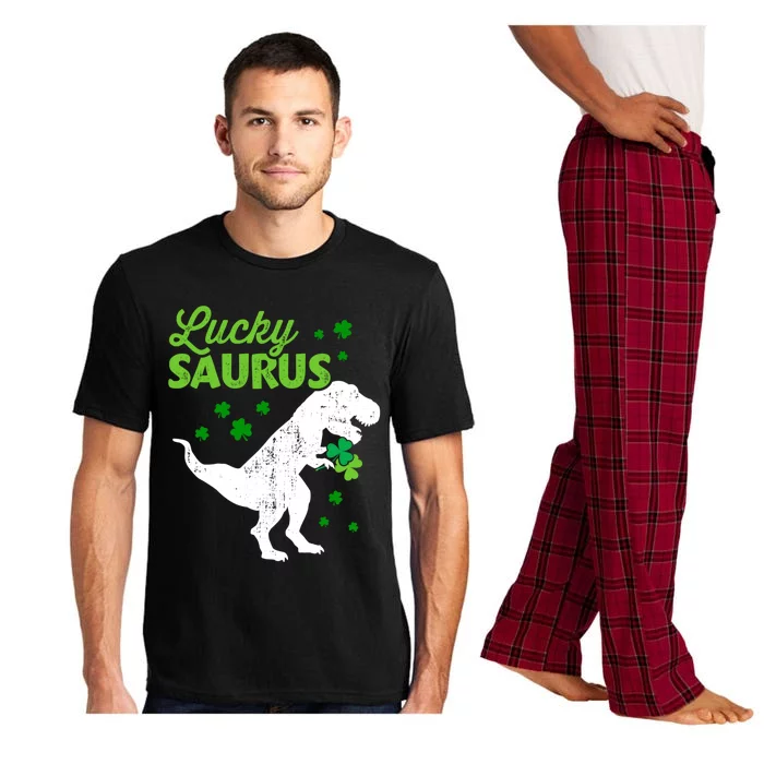 Lucky Saurus Dinosaur Tfunny Giftrex For St Patricks Day Gift Pajama Set