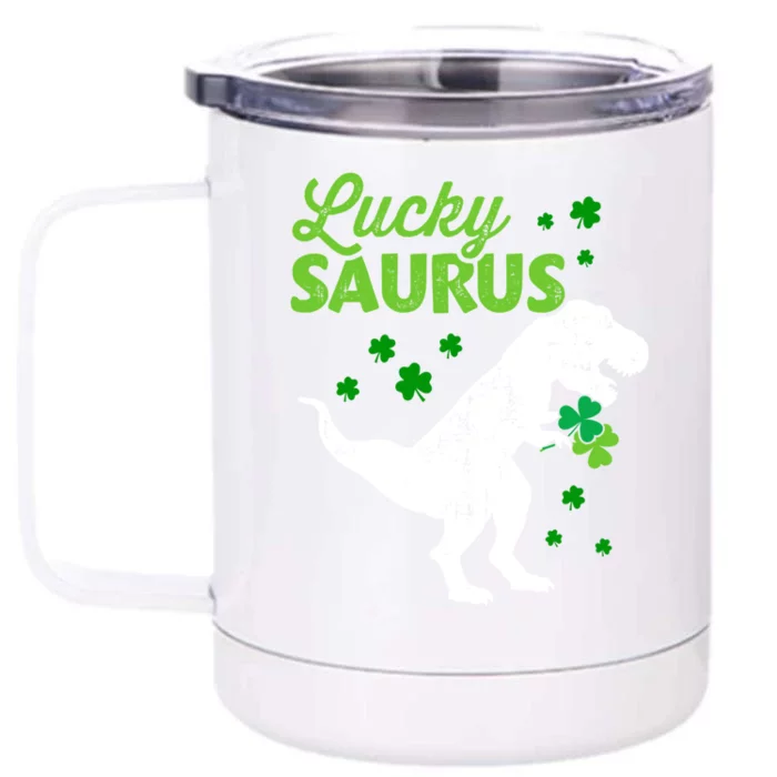 Lucky Saurus Dinosaur Tfunny Giftrex For St Patricks Day Gift Front & Back 12oz Stainless Steel Tumbler Cup