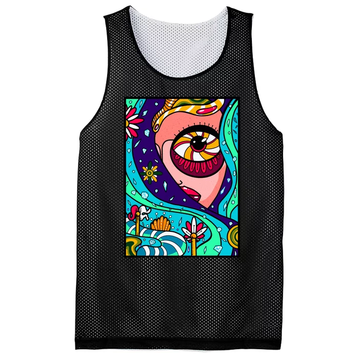 Lucy Sky Diamonds Type Abstract Psychedelic Mesh Reversible Basketball Jersey Tank