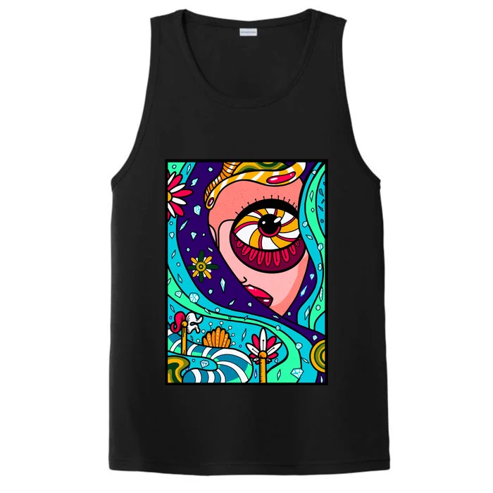 Lucy Sky Diamonds Type Abstract Psychedelic Performance Tank