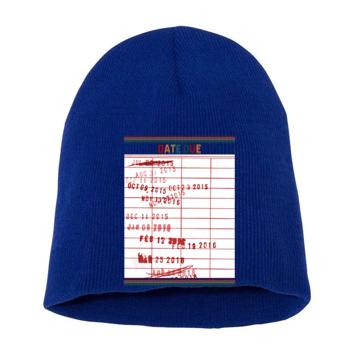 Library Stamp Due Date Librarian Reading Book Lover Bookish Gift Short Acrylic Beanie