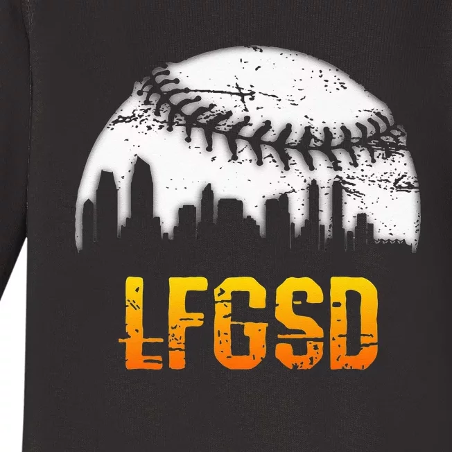 LFGSD San Diego Skyline Baseball Baby Long Sleeve Bodysuit