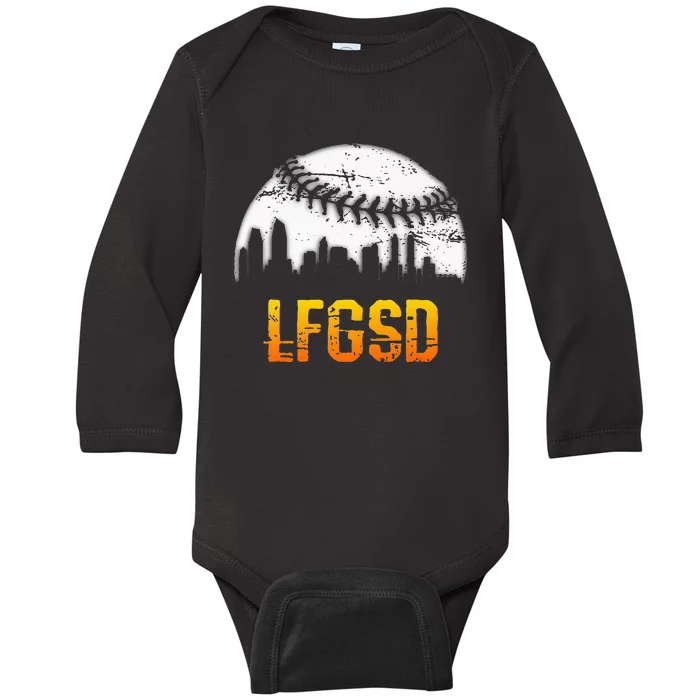 LFGSD San Diego Skyline Baseball Baby Long Sleeve Bodysuit