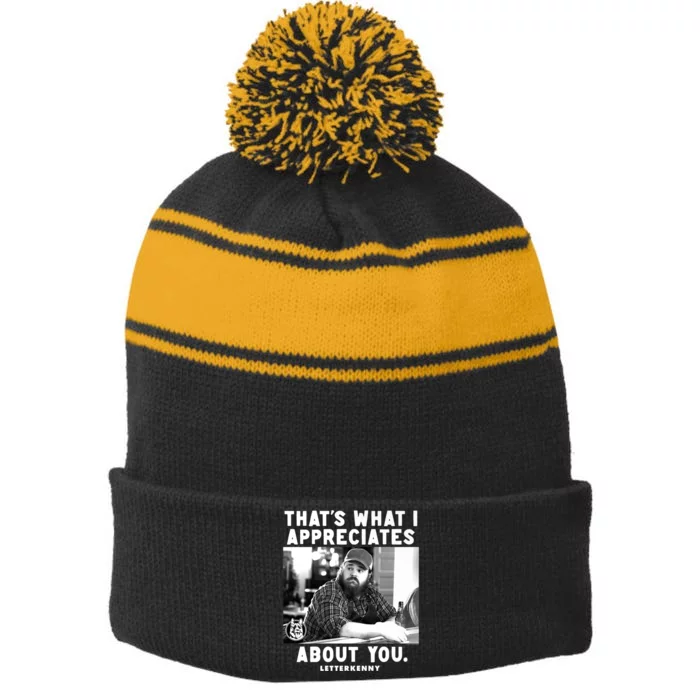 Letterkenny Squirrelly Day Appreciates Premium Stripe Pom Pom Beanie