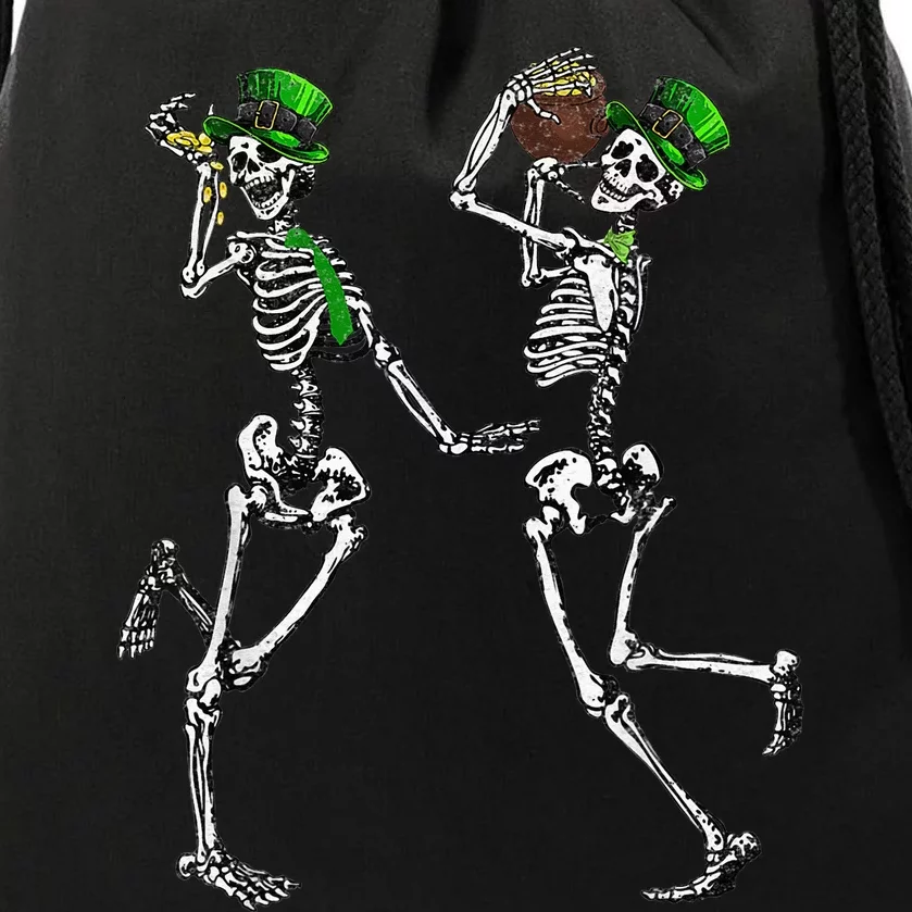 Leprechaun Skeleton Dance Of Death St Patricks Day Skull Drawstring Bag