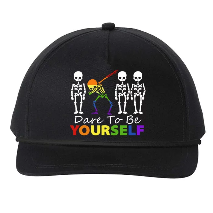 Lgtb Skeleton Dabbing Dare To Be Yours Meaningful Gift Snapback Five-Panel Rope Hat