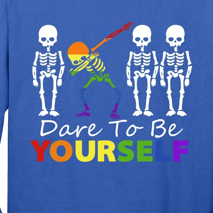 Lgtb Skeleton Dabbing Dare To Be Yours Meaningful Gift Tall Long Sleeve T-Shirt