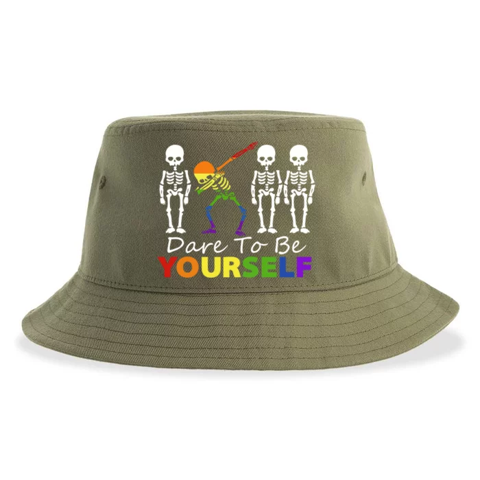 Lgtb Skeleton Dabbing Dare To Be Yours Meaningful Gift Sustainable Bucket Hat