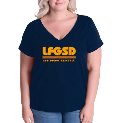 LFGSD San Diego Baseball Women's V-Neck Plus Size T-Shirt