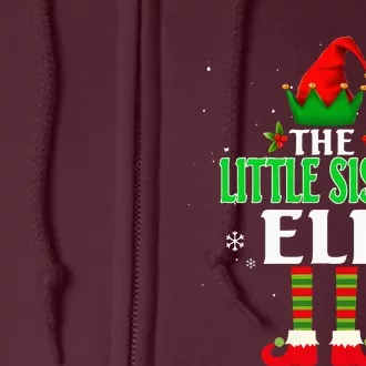 Little Sister Elf Matching Family Group Christmas Party Pjs Full Zip Hoodie