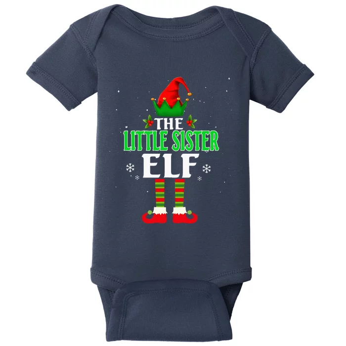 Little Sister Elf Matching Family Group Christmas Party Pjs Baby Bodysuit