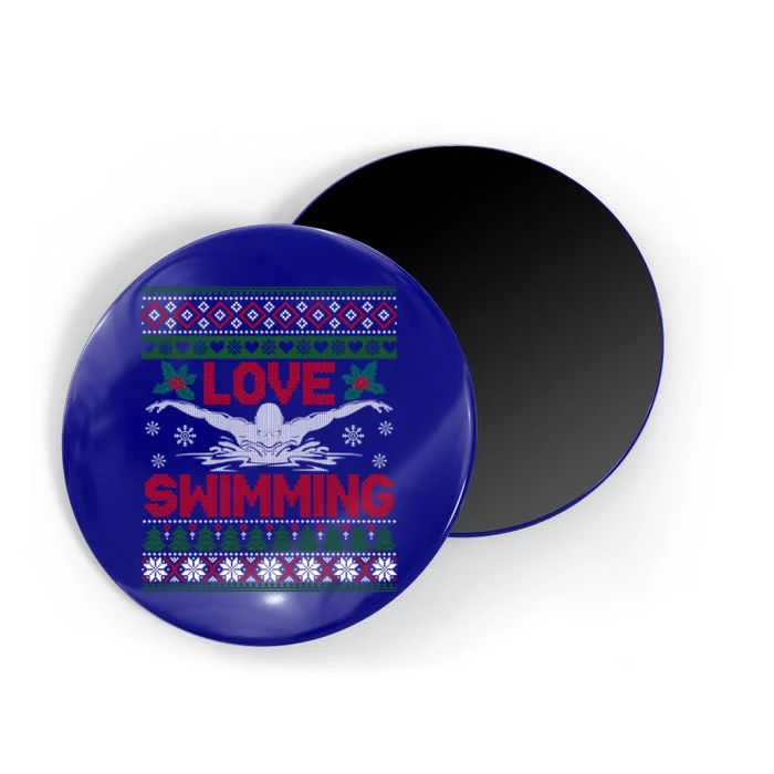 Love Swimming Funny Christmas Ugly Christmas Sweater Great Gift Magnet