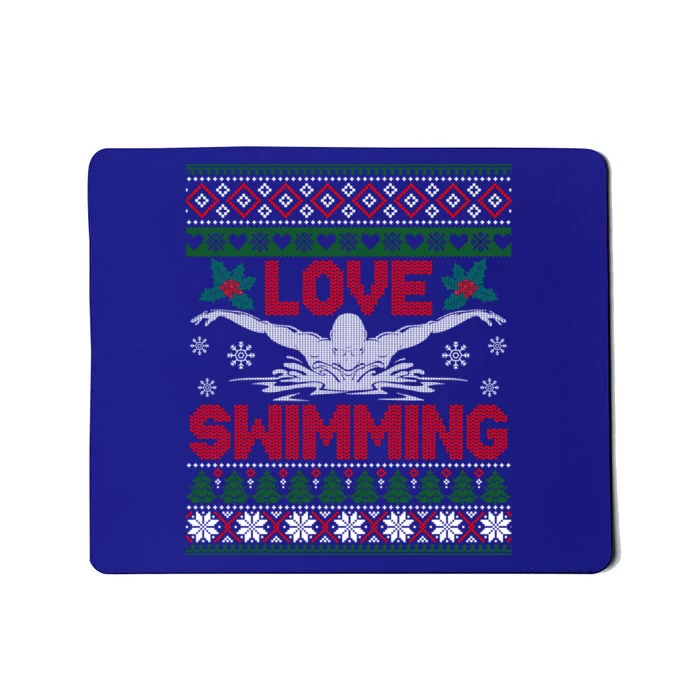 Love Swimming Funny Christmas Ugly Christmas Sweater Great Gift Mousepad