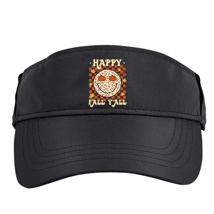 Leopard Smile Face Happy Fall Y'all Retro Groovy Autumn Adult Drive Performance Visor