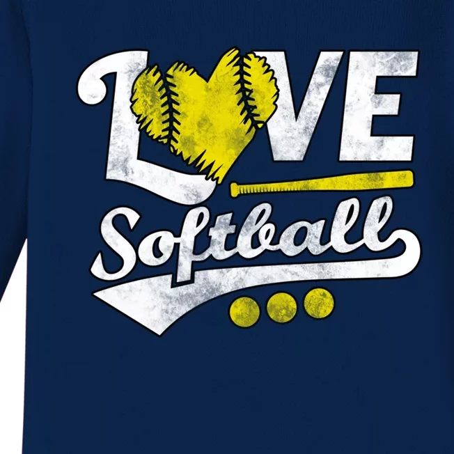 Love Softball For Teen And Cute Softball Lovers Gift Baby Long Sleeve Bodysuit