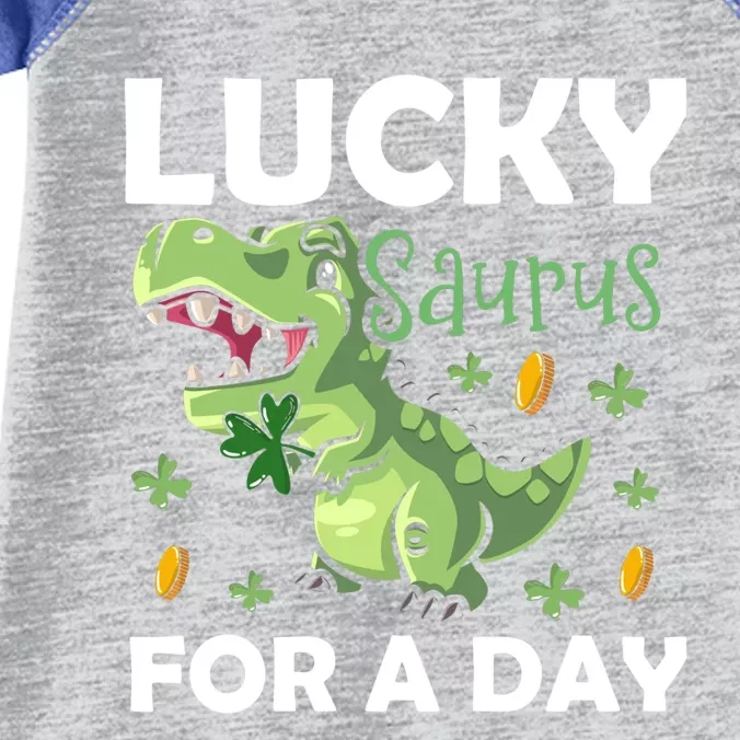 Lucky Saurus For A Day Dinosaur St Patrick's Day Vibes Gift Infant Baby Jersey Bodysuit