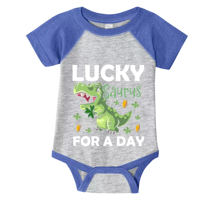 Lucky Saurus For A Day Dinosaur St Patrick's Day Vibes Gift Infant Baby Jersey Bodysuit