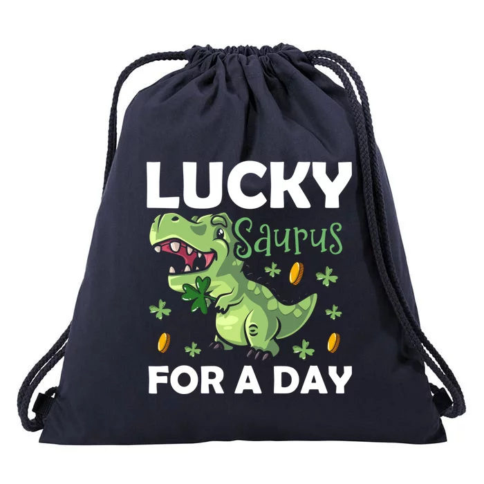 Lucky Saurus For A Day Dinosaur St Patrick's Day Vibes Gift Drawstring Bag