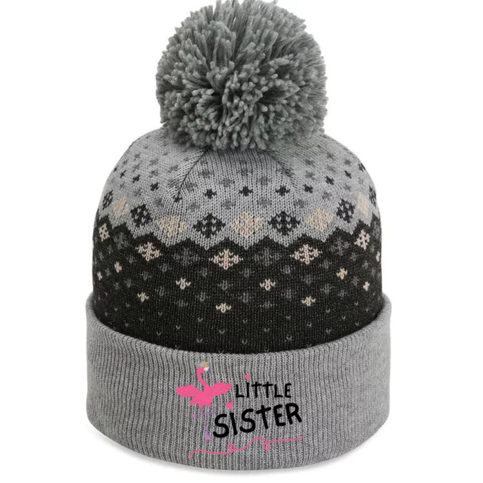 Little Sister Flamingo The Baniff Cuffed Pom Beanie