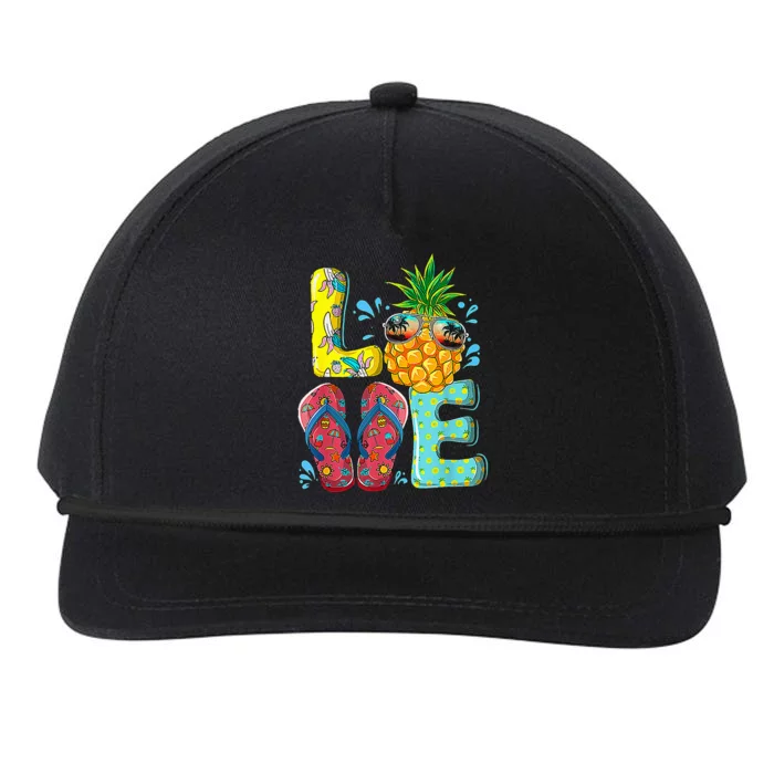 Love Summer Flip Flops Pineapple Tropical Fruit Beach Lovers Snapback Five-Panel Rope Hat