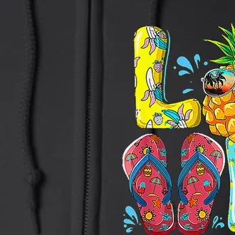 Love Summer Flip Flops Pineapple Tropical Fruit Beach Lovers Full Zip Hoodie