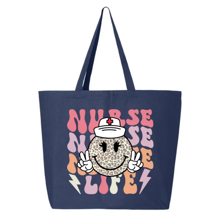 Leopard Smile Face Rn Nurse Life Nursing School Nurse Week Gift 25L Jumbo Tote