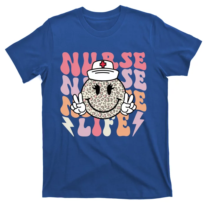 Leopard Smile Face Rn Nurse Life Nursing School Nurse Week Cute Gift T-Shirt