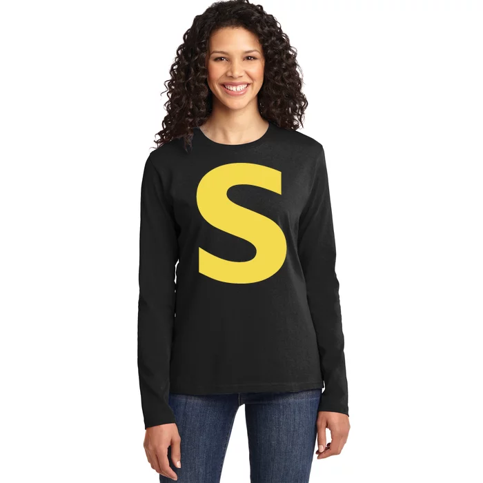 Letter S Funny Chipmunk Group Matching Halloween Costume Ladies Long Sleeve Shirt