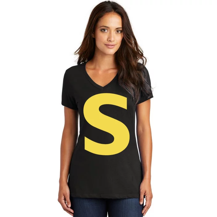 Letter S Funny Chipmunk Group Matching Halloween Costume Women's V-Neck T-Shirt