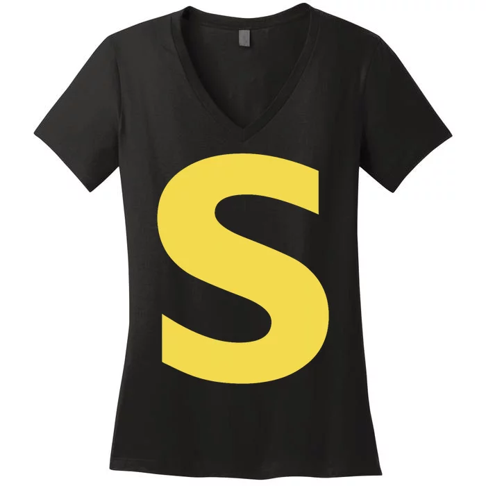 Letter S Funny Chipmunk Group Matching Halloween Costume Women's V-Neck T-Shirt