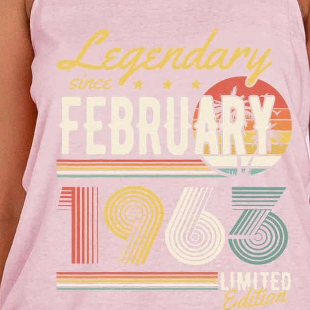 Legendary Since February 1963 – Happy Birthday Women's Knotted Racerback Tank