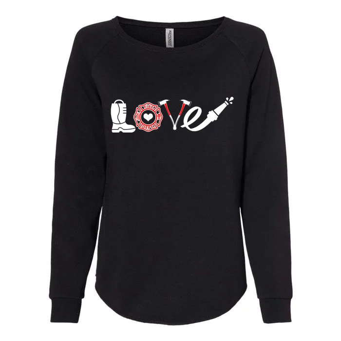 Love Support Firefighters Logo Womens California Wash Sweatshirt