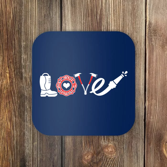 Love Support Firefighters Logo Coaster