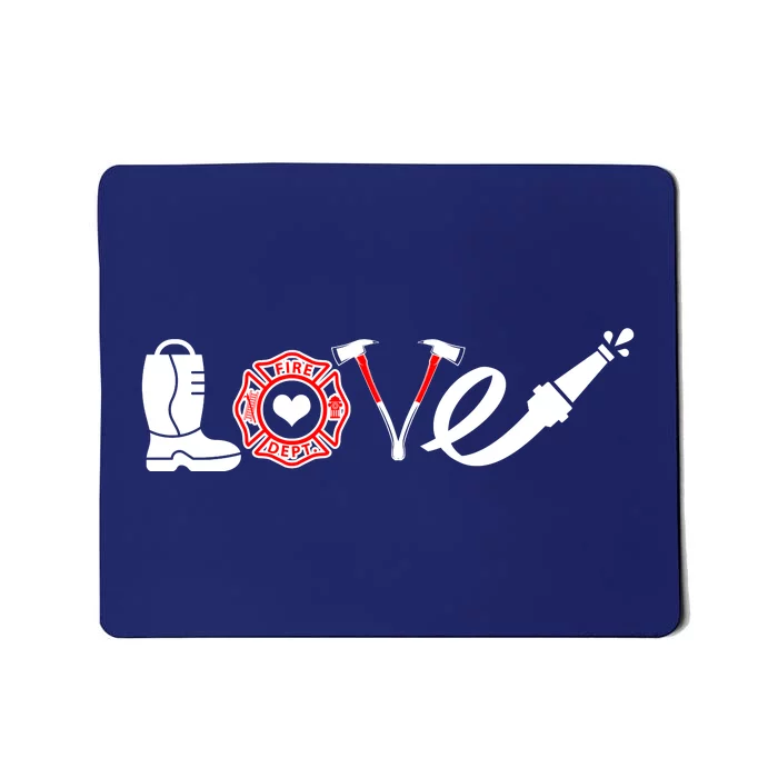 Love Support Firefighters Logo Mousepad