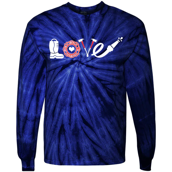 Love Support Firefighters Logo Tie-Dye Long Sleeve Shirt