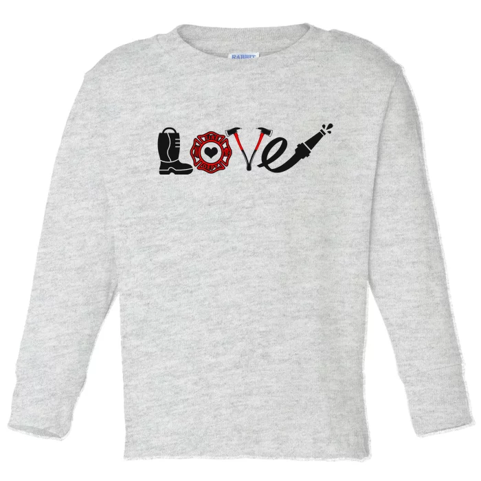 Love Support Firefighters Logo Toddler Long Sleeve Shirt