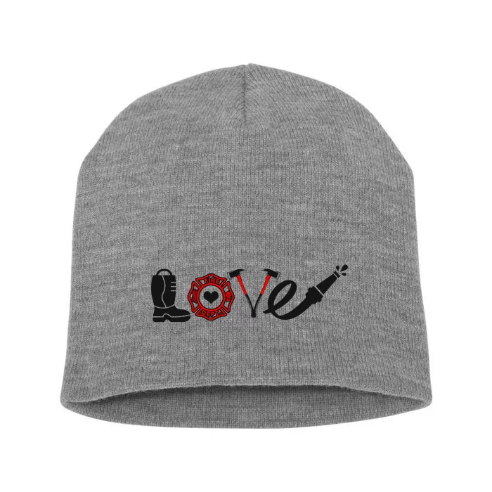 Love Support Firefighters Logo Short Acrylic Beanie