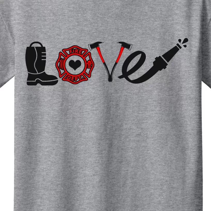 Love Support Firefighters Logo Kids T-Shirt