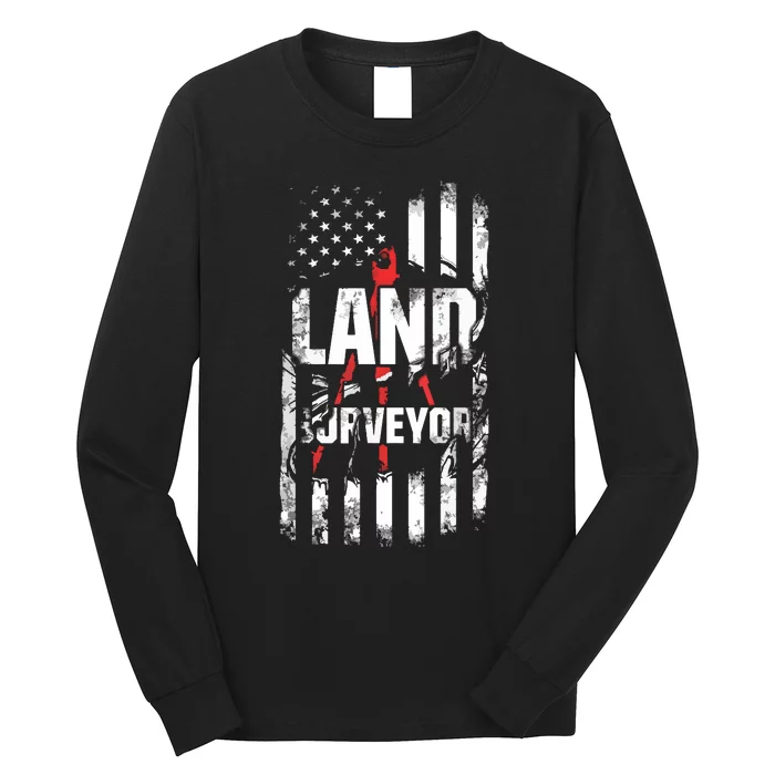 Land Surveying Flag Funny Surveyor Gifts Long Sleeve Shirt